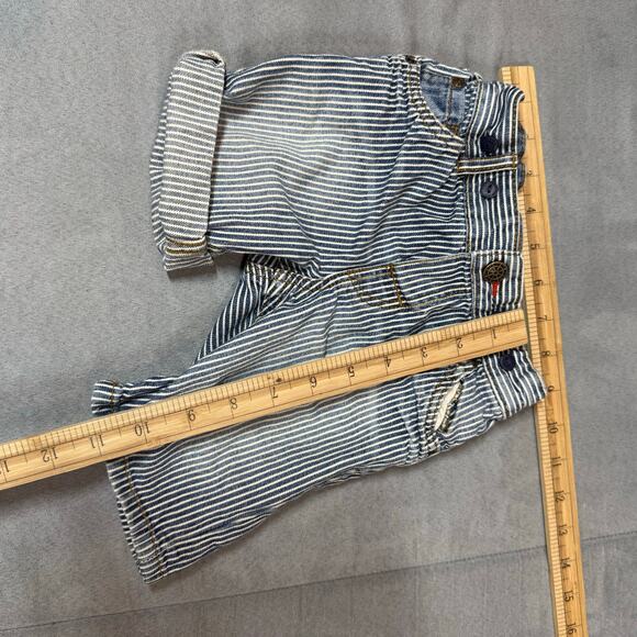 H&M Engineer Stripe Denim Jean Shorts Toddler Boys 12-18 Months Adjustable Waist - Picture 8 of 9